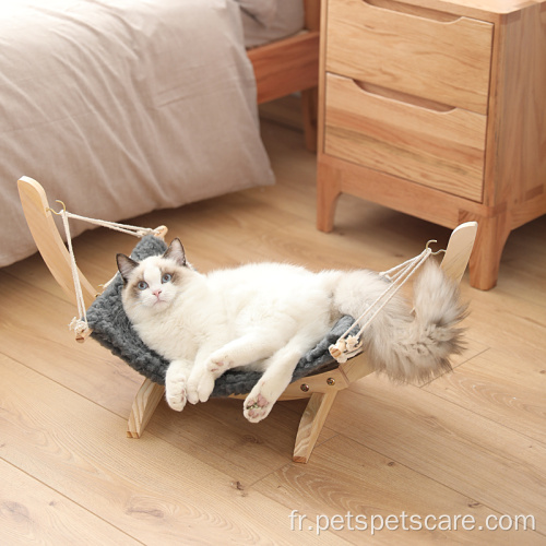 Hamac de lit de chat fait à la main en bois détachable pour balançoire de voyage pour animaux de compagnie